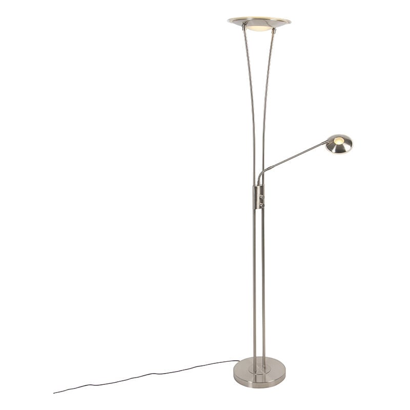 Qazqa - ibiza - led Dimmable Lampadaire avec lampe de lecture variateur inclus - 1 lumière - h 180 cm - Acier - - éclairage intérieur - Salon i