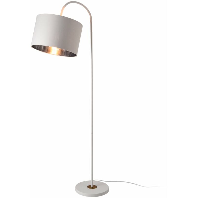 Lampadaire moderne lampe sur pied design métal textile 173 cm blanc