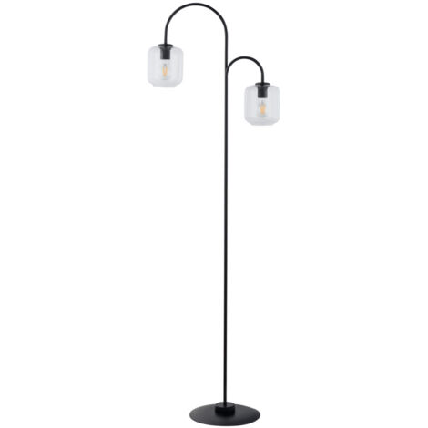 Lampadaire moderne noir 2 globes verre E27 Shine Sigma
