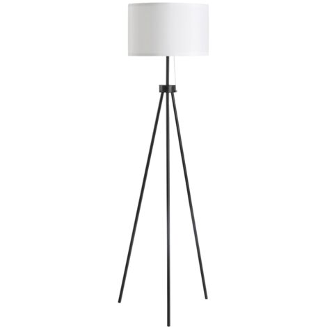 Lampadaire Moderne Noir/Blanc - Douille E27 Acier/Polyester 37x37x152 cm - Éclairage Élégant pour Salon et Chambre