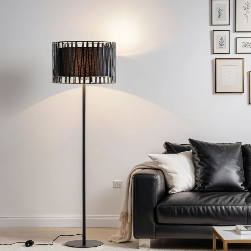 Lampadaire moderne Noir Métal rond 145 cm Lampadaire moderne Noir Métal rond 145 cm