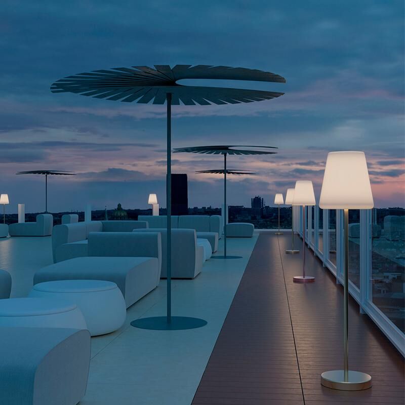 Lampadaire 120cm gris space grey color Solaire+Batterie rechargeable LED/RGB - Moovere