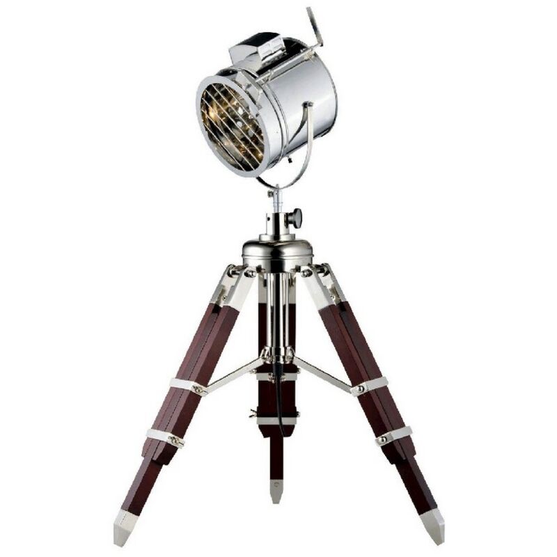 Lampadaire Movie, Métal, Bois, Aluminium, Argent, Wengé, 43x43x90 cm