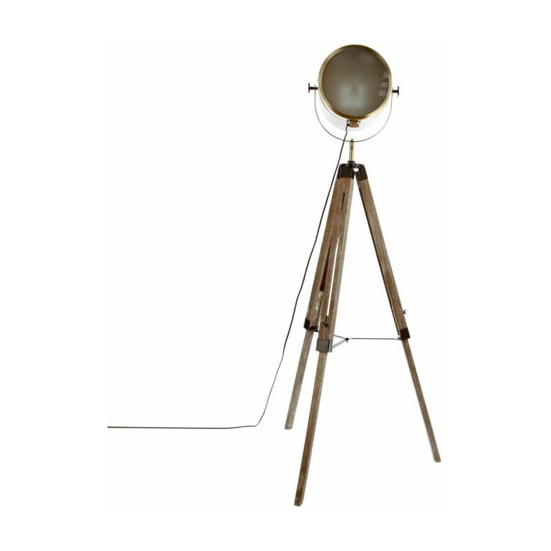Atmosphera - Lampadaire Trépied en Métal & Bois 'Ébor' 152cm Or