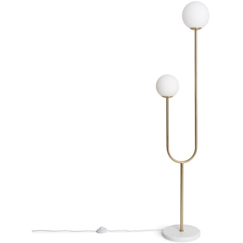 Lampadaire Métal et Verre Moonlight Brass 2 Spots Doré