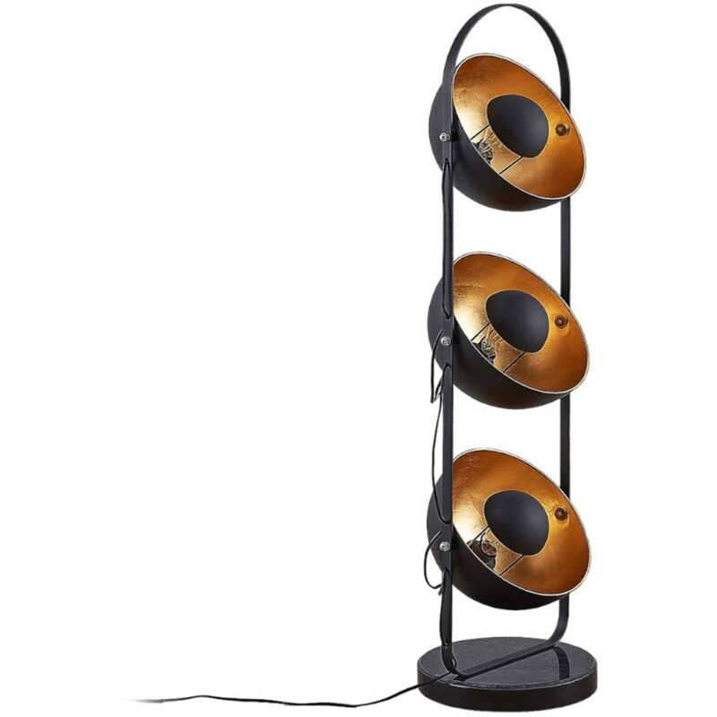 Lampadaire 'Muriel' en métal pour salon & salle à manger - noir, doré