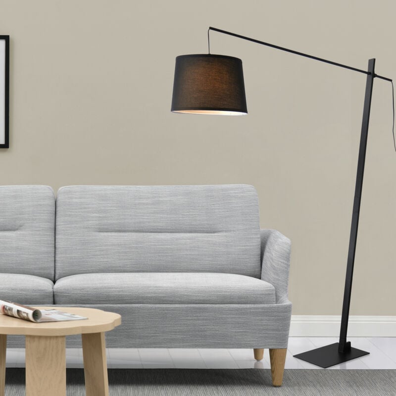 Lampadaire Nesna E27 hauteur 185 cm noir blanc Lux.pro