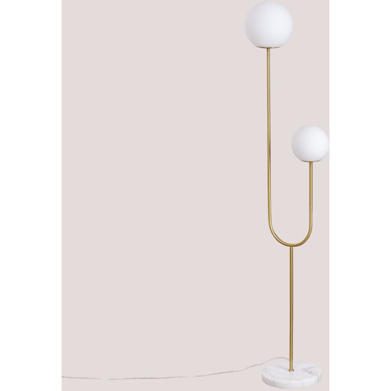 Lampadaire en fer, marbre et deux boules de verre Niama SKLUM Doré
