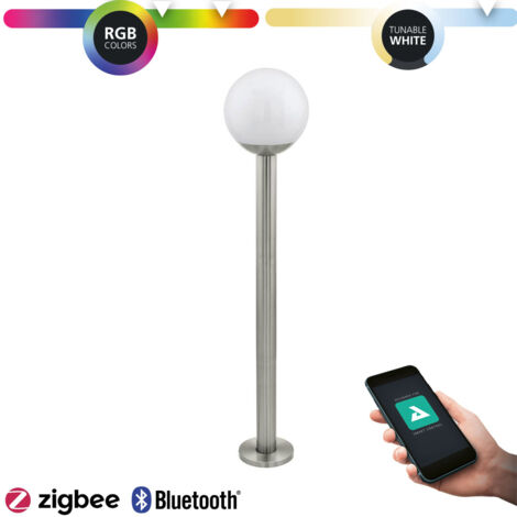 Lampadaire Nisia-Z en acier inoxydable H: 98cm Ø: 20cm Dimmable IP44 avec connexion Z