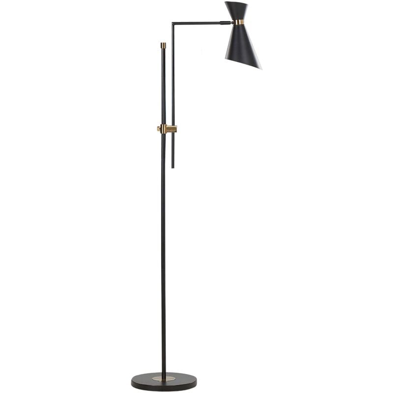 Lampadaire Noir en Métal et Marbre 155-180 cm Ajustable à Interrupteur Melawi