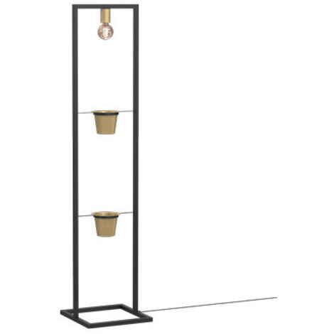 Lampadaire noir et or, 2 porte-plantes, E27 Flores