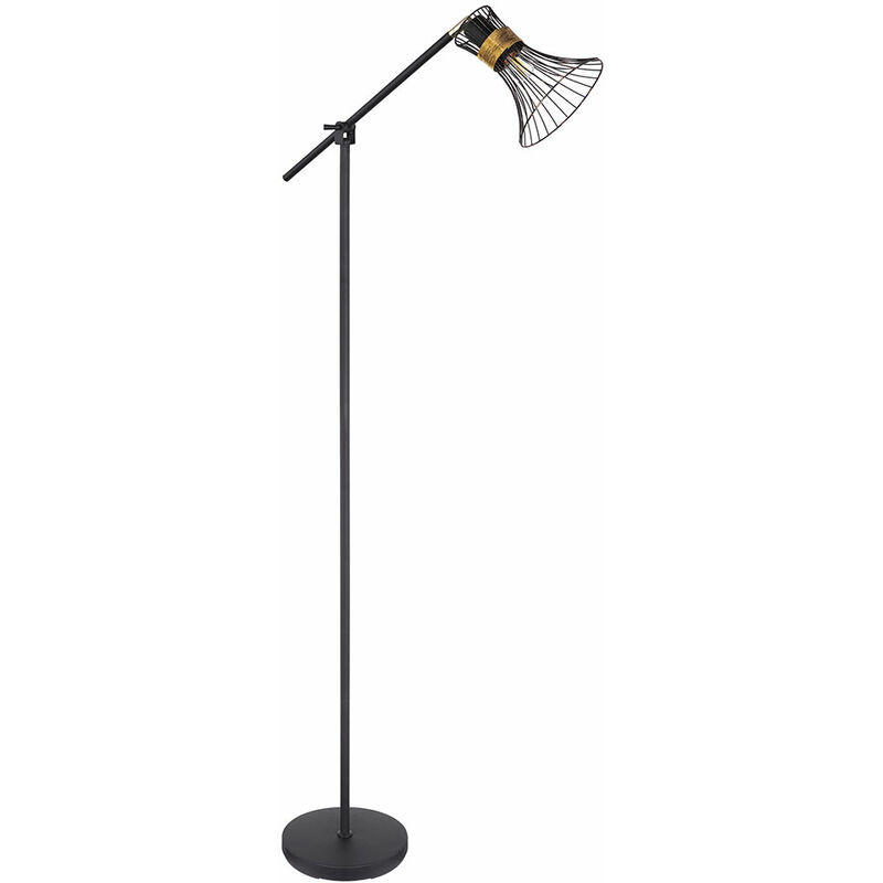 Lampadaire noir métal lampadaire salon dimmable lampadaire treillis lampe or, télécommande changement de couleur pivotant, 1x LED RGB 9W 806Lm, LxPxH