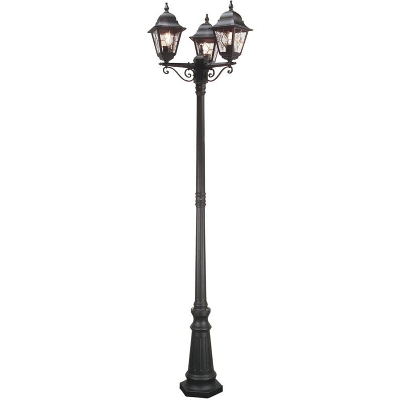 Norfolk - Lampadaire extérieur à 3 ampoules noir IP43, E27 - Elstead