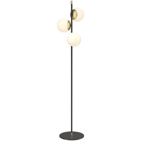Lampadaire Nostalgia Maytoni 3 globes blanc noir/or