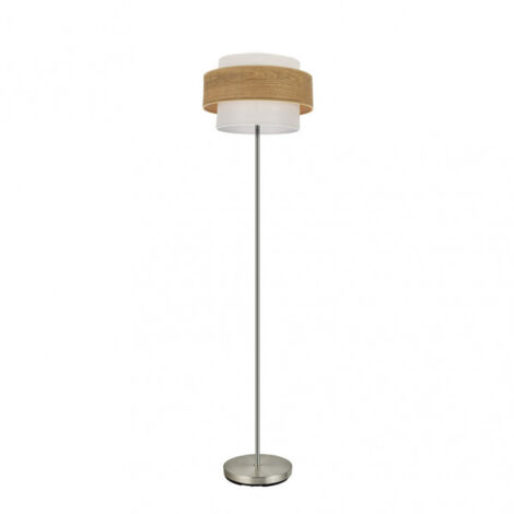 Lampadaire of salon couleur nickel/bois clair modèle Myriam FABRILAMP