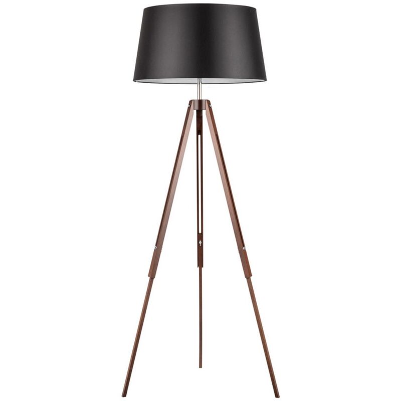 Epikasa - Lampadaire Oise, Bois, Tissu, Marron, Noir, 67x60,5x158 cm