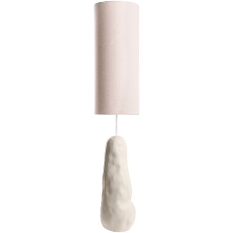 Lampadaire Organique en Céramique avec Abat-Jour Ajustable en Tissu Beige Selb