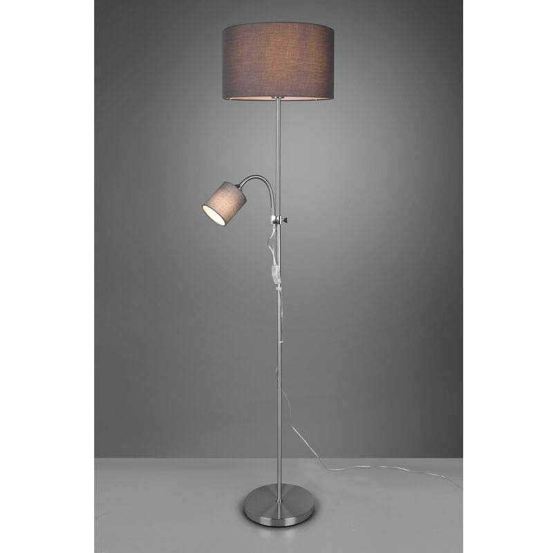 Lampadaire Owen 1xE27+Spot Nickel Et Tissu Gris L36 cm Trio Lighting