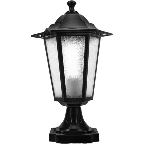 Lampadaire Pilier Extérieur Hexagonal Noir Petite Taille pour Jardin et