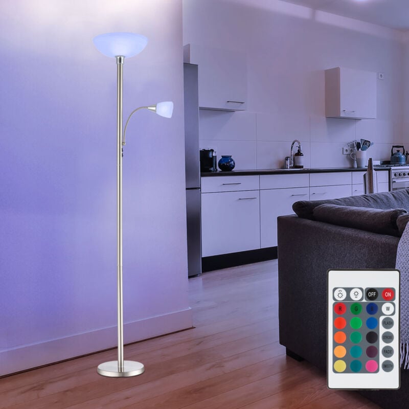 Globo Lighting - Lampadaire plafonnier lampe de salon lampe de chambre lampadaire, métal verre nickel chrome, led rgb télécommande dimmable, 1x E24