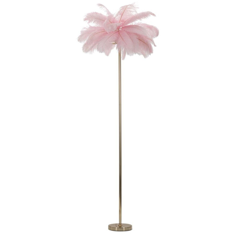 Lampadaire Plumes 10, Métal, Plastique, Rose, Or, 55x55x160 cm