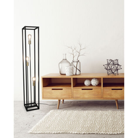 Lampadaire Pour Salon 3 Lumières Cadre Métal Noir Vito Trio Lighting