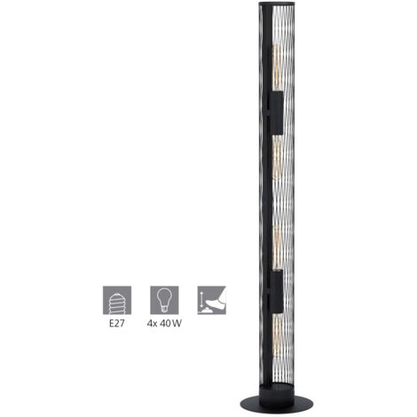 Lampadaire Redcliffe Noir H: 135.5 Ø: 12cm avec interrupteur à pied