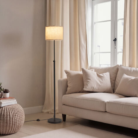 Lampadaire Réglable en Hauteur, 140–170 cm, avec Interrupteur au Pied, Douille E27, Noir