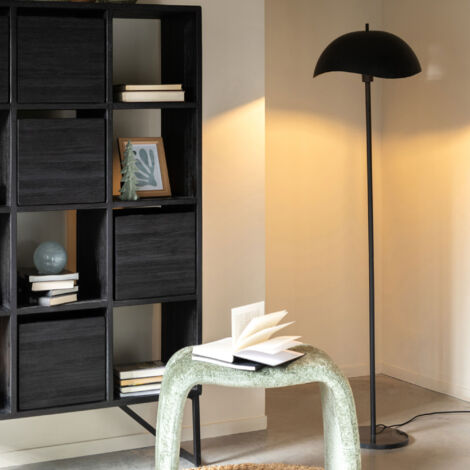 Lampadaire rond 30x30x150 cm en métal noir et marbre