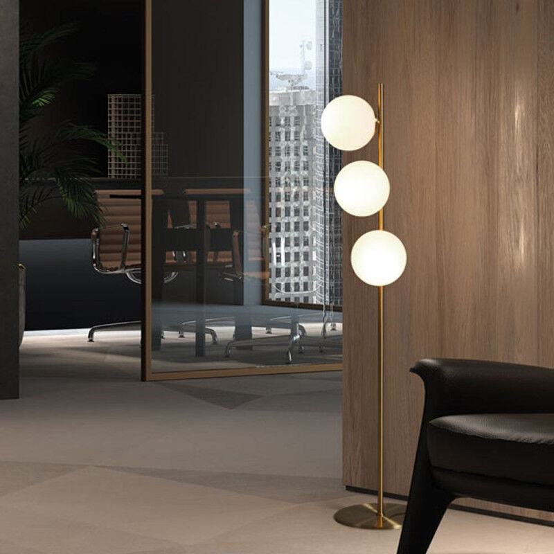 Millumine - Lampadaire Rondo Laiton Mat 3 Globes Verre