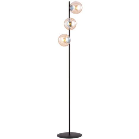 Lampadaire ROSSI LP3 noir/miel verre métal Emibig 3xE14