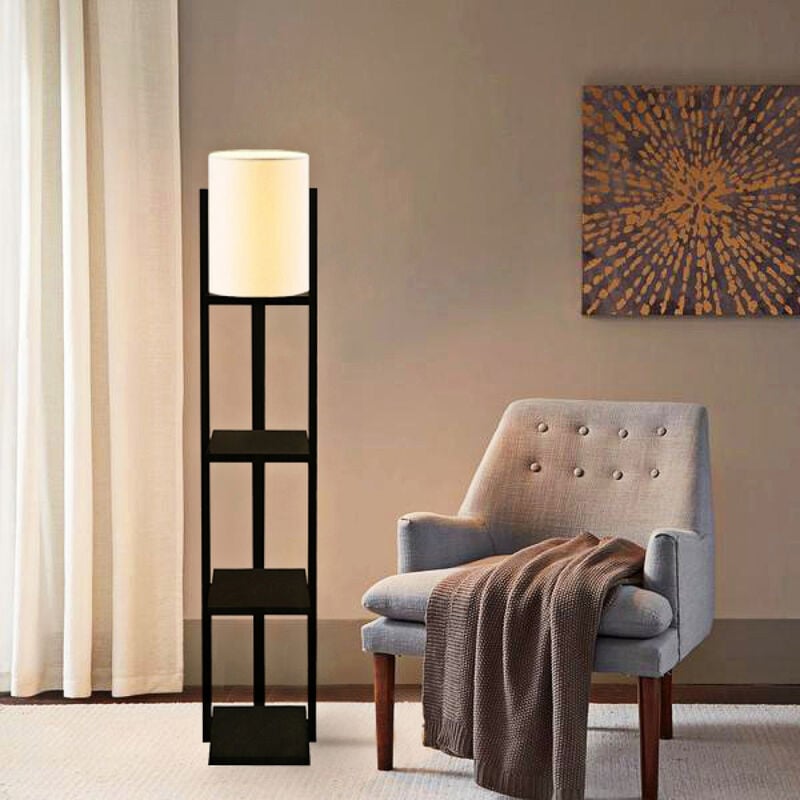 Lux.pro - Lampadaire Rotherham avec étagère hauteur 135 cm E27 noir / crème [ ] - noir