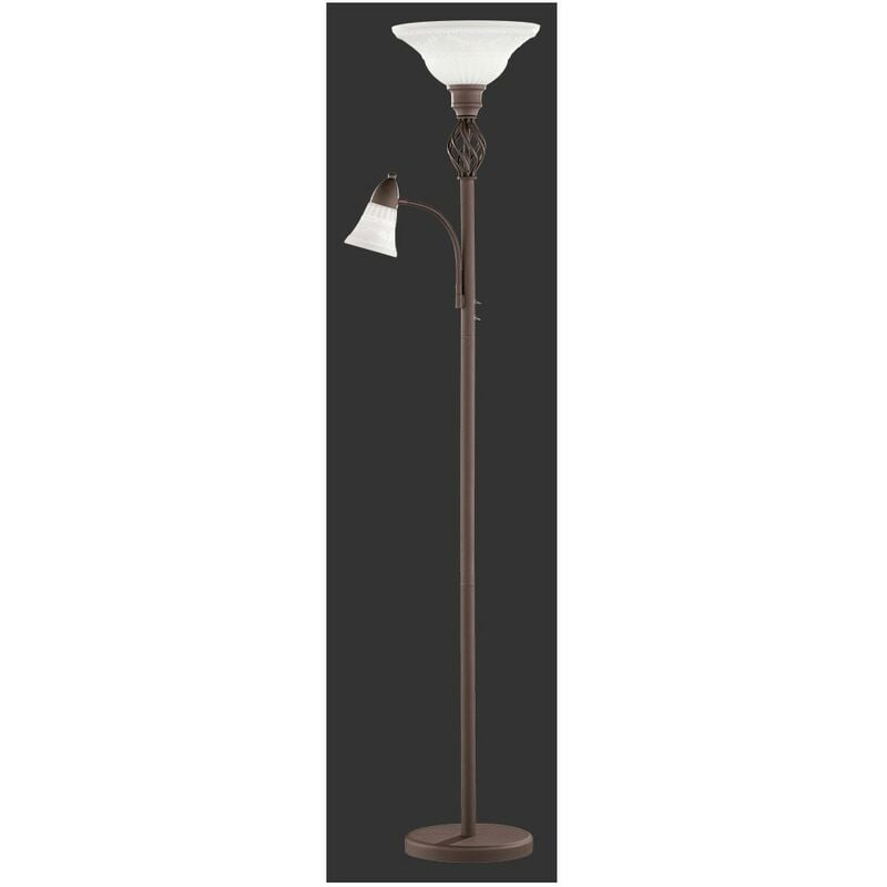 Lampadaire Rouille Rustique 2 Verres Opale Et Trio Eclairage Spot Lecture