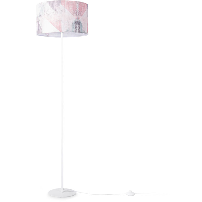 Paco Home - Lampadaire Salon Chambre à Coucher E27 Clair Pastel Vintage Multicolore (Ø38cm), Lampadaire - Blanc