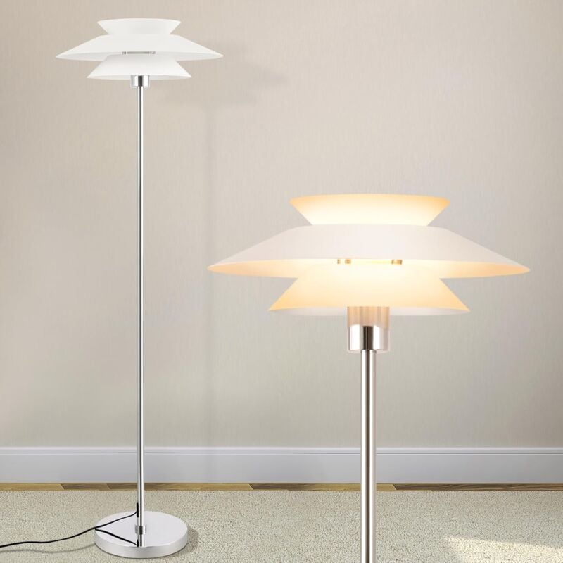 Lampadaire Salon - GBLY Lampadaire E27 1 flamme Blanc Moderne Lampadaire Vintage Métal Design Industriel Lampe de Lit Lampadaire élégant pour Chambre