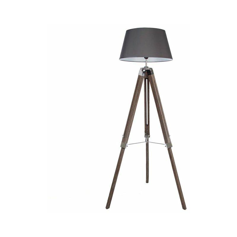 Lampadaire Salon Trépied en pin 145cm - Gris Silumen