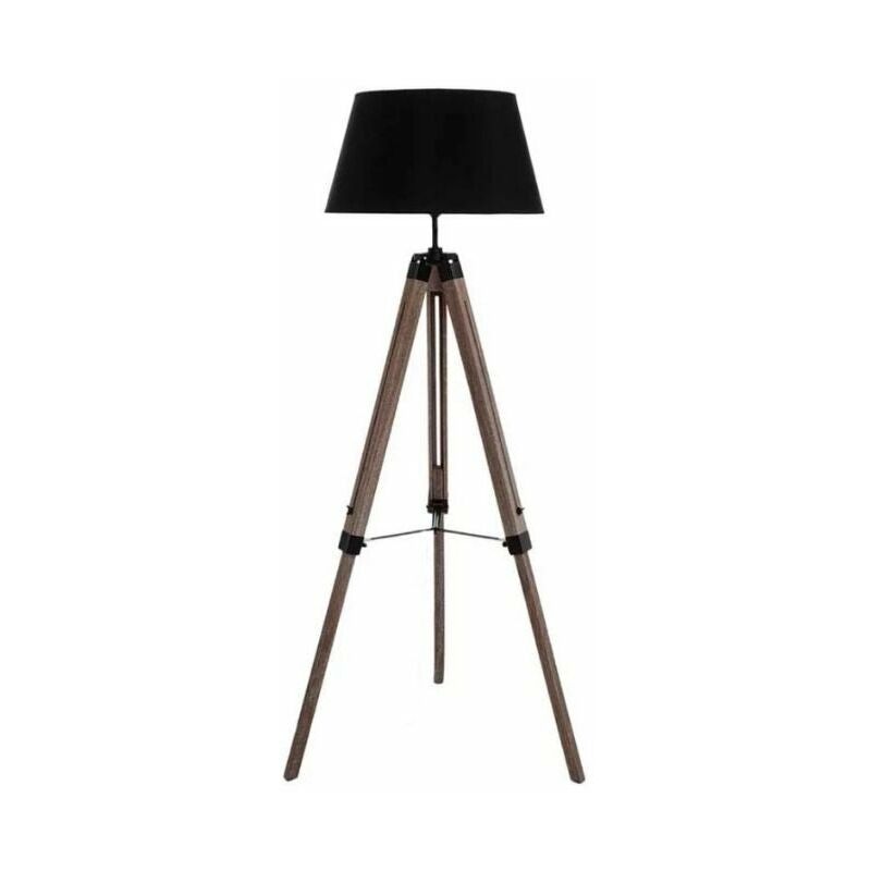 Lampadaire Salon Trépied en pin 145cm - Noir Silumen