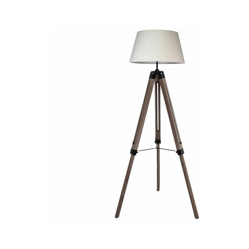 Silumen - Lampadaire Salon Trépied en pin 145cm - Blanc