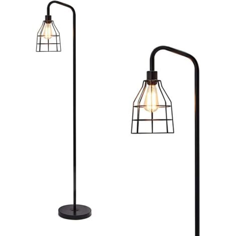 Lampadaire salon Industrielle Noire Rétro, Douille E27 (Ampoule non incluse), Interrupteur à Pédale, Lampe Moderne pour Chambre Bureau Salon (L39,5 x l22 x H157,5 cm) - GOECO