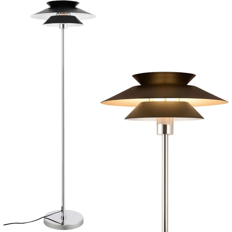Lampadaire Salon Noir Gbly Lampadaire Moderne E27 1 flamme avec interrupteur à pied Vintage Lampadaire Métal Design Industriel Lampe de Lit Elégante