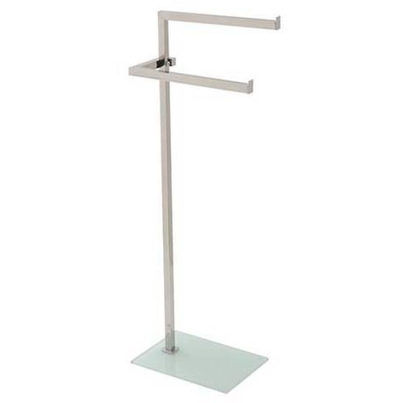 Lampadaire sèche-serviettes en acier avec socle en verre