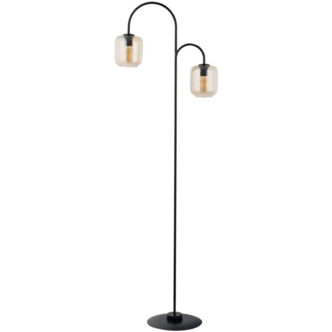 Lampadaire Shine noir, 2 globes ambre, 2xE27 Sigma