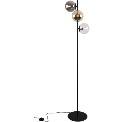 LAMPADAIRE SIENA NOIR, 3 ABAT-JOUR PLATS, MIXTES