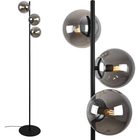 LAMPADAIRE SIENA NOIR-CHROME 3 ABAT-JOUR GRAPHITE