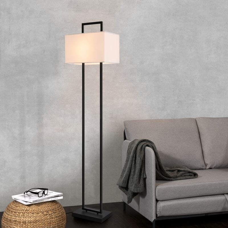 Lampadaire Sigdal avec douille E27 métal polyester hauteur 165 cm noir blanc Lux.pro