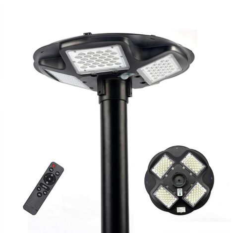 Lampadaire solaire à LED de 250 cm, lampadaire extérieur blanc froid de 1000 lumens avec télécommande, plage d'éclairage de 80 à 100 m², étanche IP65