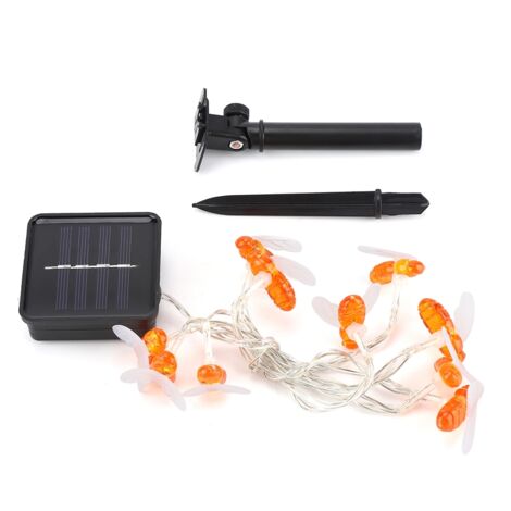 Lampadaire Solaire Abeille Décoratif, 10 LEDs Éclairage Extérieur pour Jardin et Balcon (1.2m)