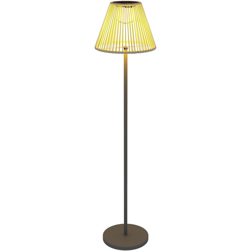 Lampadaire Solaire en Rotin – 25 LED, Style Bohème, Capteur de Lumière Automatique, Ø33 x H135 cm, Étanche IP44, Pour Jardin, Balcon et Pelouse