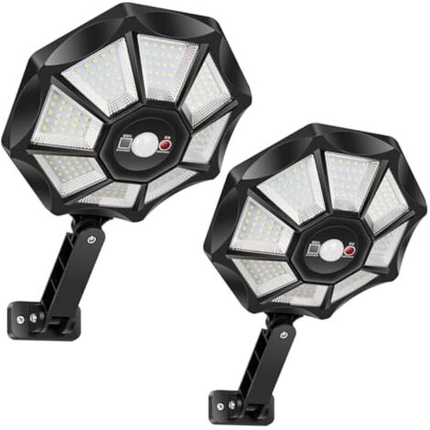 Lampadaire Solaire Exterieur, 6500K Lampes Solaires Extérieur avec Télécommande e Detecteur de Mouvement, Étanche IP65 Spot Solaire Eclairage de Jardin pour Allée Terrasse Patio Garage