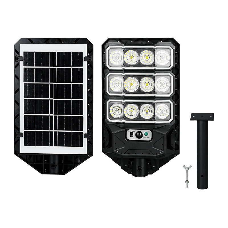 Lampadaire solaire extérieur avec télécommande, lampadaire solaire (extérieur), détecteur de mouvement, lampadaire solaire led étanche pour parkings,